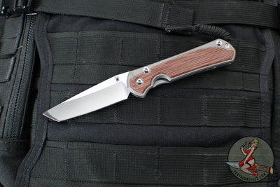 Chris Reeve Small Sebenza 31- Glass Blasted Titanium- Natural Micarta Inlay- Tanto Edge Blade S31-1234 in CPM MAGNACUT