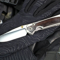 Chris Reeve Small Sebenza 31- Macassar Ebony Inlay- POLISHED Drop Point Blade S31-1636 In Magnacut V4