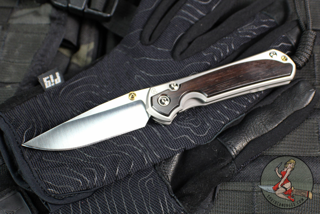 Chris Reeve Small Sebenza 31- Macassar Ebony Inlay- POLISHED Drop Point Blade S31-1636 In Magnacut V4