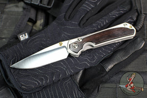 Chris Reeve Small Sebenza 31- Macassar Ebony Inlay- POLISHED Drop Point Blade S31-1636 In Magnacut V4