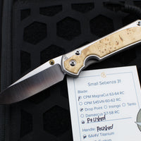 Chris Reeve Small Sebenza 31- Box Elder Inlay- POLISHED Drop Point Blade S31-1628 V2 In Magnacut