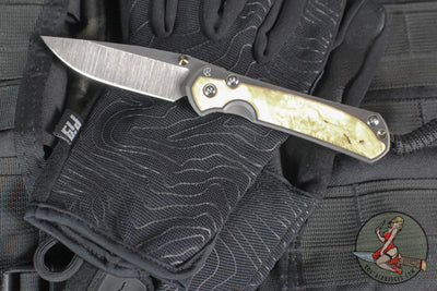 Chris Reeve Small Sebenza 31- Box Elder Inlay- POLISHED Drop Point Blade S31-1628 In Magnacut