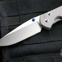 Chris Reeve Small Sebenza 31- Drop Point- Glass Blasted Titanium Handle- Magnacut Blade- Blue HW S31-1644