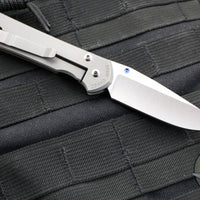 Chris Reeve Small Sebenza 31- Drop Point- Glass Blasted Titanium Handle- Magnacut Blade- Blue HW S31-1644