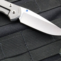 Chris Reeve Small Sebenza 31- Drop Point- Glass Blasted Titanium Handle- Magnacut Blade- Blue HW S31-1644