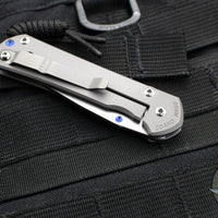 Chris Reeve Small Sebenza 31- Drop Point- Glass Blasted Titanium Handle- Magnacut Blade- Blue HW S31-1644