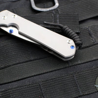 Chris Reeve Small Sebenza 31- Drop Point- Glass Blasted Titanium Handle- Magnacut Blade- Blue HW S31-1644