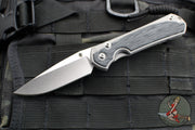 Chris Reeve Small Sebenza 31- Drop Point Edge- Glass Blasted Titanium Handle- Black Micarta Inlay- Stonewash Magnacut Blade- Silver HW S31-1652