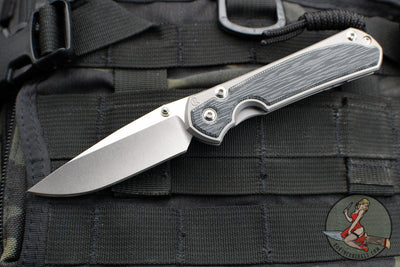 Chris Reeve Small Sebenza 31- Drop Point Edge- Glass Blasted Titanium Handle- Black Micarta Inlay- Stonewash Magnacut Blade- Silver HW S31-1652