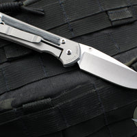 Chris Reeve Small Sebenza 31- Drop Point Edge- Glass Blasted Titanium Handle- Black Micarta Inlay- Stonewash Magnacut Blade- Silver HW S31-1652