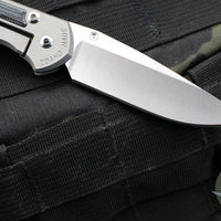 Chris Reeve Small Sebenza 31- Drop Point Edge- Glass Blasted Titanium Handle- Black Micarta Inlay- Stonewash Magnacut Blade- Silver HW S31-1652