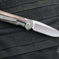 Chris Reeve Small Sebenza 31- Drop Point Edge- Glass Blasted Titanium Handle- Natural Micarta Inlay- Stonewash Magnacut Blade- Silver HW S31-1660