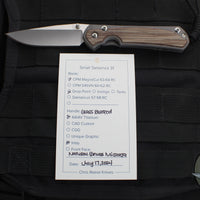 Chris Reeve Small Sebenza 31- Drop Point Edge- Glass Blasted Titanium Handle- Stonewash Magnacut Blade- Silver HW S31-1660