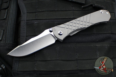 Chris Reeve Umnumzaan- Drop Point- Glass Blasted Titanium Handle- Stonewash Magnacut Steel Blade UMN-1012