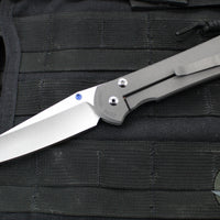 Chris Reeve Large Sebenza 31- LEFT HANDED- Tanto Edge- Sandblasted Finished Titanium- Stonewash Magnacut Blade L31-1011