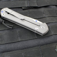 Chris Reeve Large Sebenza 31- LEFT HANDED- Tanto Edge- Sandblasted Finished Titanium- Stonewash Magnacut Blade L31-1011