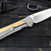 Chris Reeve Large Sebenza 31- Insingo Edge- Glass Blasted- Box Elder Wood Inlay- Stonewash Magnacut Blade L31-1126 v2