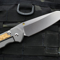 Chris Reeve Large Sebenza 31- Insingo Edge- Glass Blasted- Box Elder Wood Inlay- Stonewash Magnacut Blade L31-1126 v2