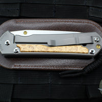 Chris Reeve Large Sebenza 31- Insingo Edge- Glass Blasted- Box Elder Wood Inlay- Stonewash Magnacut Blade L31-1126 v2