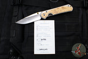 Chris Reeve Large Sebenza 31- Polished Titanium Handle- Polished Drop Point- Box Elder Wood Inlay- L31-1628 IN CPM-MAGNACUT v2
