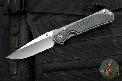 Chris Reeve Large Sebenza 31- Drop Point- Glass Blasted Finished Titanium Handle- Black Micarta Inlay- Stonewash Magnacut Blade- Silver Hardware L31-1652