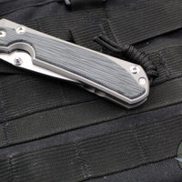 Chris Reeve Large Sebenza 31- Drop Point- Glass Blasted Finished Titanium Handle- Black Micarta Inlay- Stonewash Magnacut Blade- Silver Hardware L31-1652