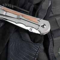 Chris Reeve- Large Inkosi- Tanto Edge- Glass Blasted Titanium Handle- Natural Micarta Inlays- Magnacut Steel Blade LIN-1134