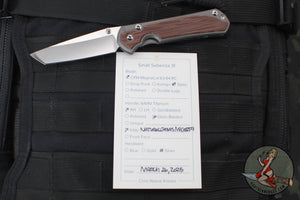 Chris Reeve Small Sebenza 31- Glass Blasted Titanium- Natural Micarta Inlay- Tanto Edge Blade S31-1234 in CPM MAGNACUT