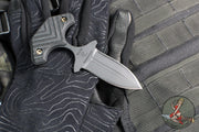 RMJ Tactical BUB- Back Up Push Dagger- Double Edge- Graphite Black Finished Magnacut Steel- Black G-10