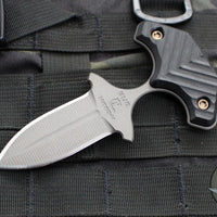 RMJ Tactical BUB- Back Up Push Dagger- Double Edge- Tungsten Finish- Black G-10