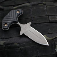 RMJ Tactical BUB- Back Up Push Dagger- Double Edge- Tungsten Finish- Black G-10