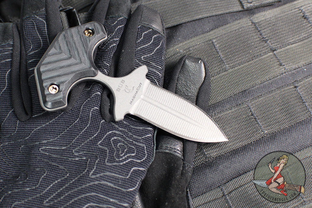 RMJ Tactical BUB- Back Up Push Dagger- Double Edge- Tungsten Finished Magnacut Steel- Black G-10