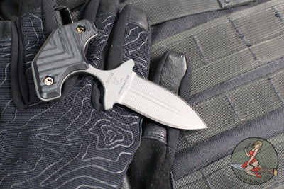 RMJ Tactical BUB- Back Up Push Dagger- Double Edge- Tungsten Finished Magnacut Steel- Black G-10