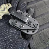 RMJ Tactical BUB- Back Up Push Dagger- Double Edge- Tungsten Finish Magnacut Steel- Dirty Olive G-10