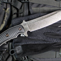 RMJ Tactical- Combat Asia- Black G-10 Handle- Acid Etched Finished Blade
