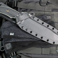 RMJ Tactical- Combat Asia- Black G-10 Handle- Acid Etched Finished Blade