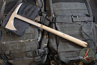 RMJ Tactical- Eagle Talon- Tungsten Finished S7 Steel- Hyena Brown G-10 Handle