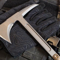 RMJ Tactical- Eagle Talon- Tungsten Finished S7 Steel- Hyena Brown G-10 Handle