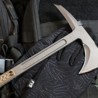 RMJ Tactical- Eagle Talon- Tungsten Finished S7 Steel- Hyena Brown G-10 Handle