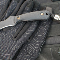 RMJ Gym Rat- Small EDC/Neck Knife- Graphite Black Finished- Black G-10 Handle