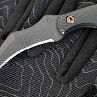 RMJ Gym Rat- Small EDC/Neck Knife- Graphite Black Finished- Black G-10 Handle