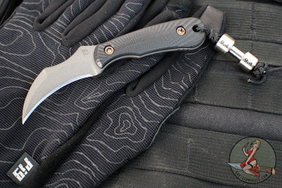 RMJ Gym Rat- Small EDC/Neck Knife- Tungsten Gray- Black G-10 Handle