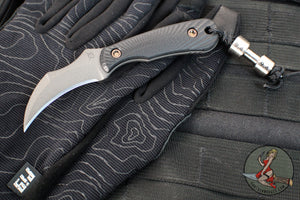 RMJ Gym Rat- Small EDC/Neck Knife- Tungsten Gray- Black G-10 Handle