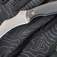 RMJ Gym Rat- Small EDC/Neck Knife- Tungsten Gray- Black G-10 Handle