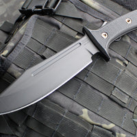 RMJ Tactical- Jungle Combat Fixed Blade Knife- Black G-10 Scale- Graphite Black Finished Nitro-V