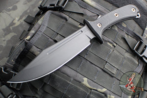 RMJ Tactical- Jungle Combat Fixed Blade Knife- Black G-10 Scale- Graphite Black Finished Nitro-V