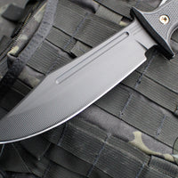 RMJ Tactical- Jungle Combat Fixed Blade Knife- Black G-10 Scale- Graphite Black Finished Nitro-V