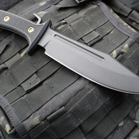 RMJ Tactical- Jungle Combat Fixed Blade Knife- Black G-10 Scale- Graphite Black Finished Nitro-V