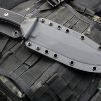 RMJ Tactical- Jungle Combat Fixed Blade Knife- Black G-10 Scale- Graphite Black Finished Nitro-V