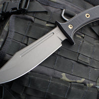 RMJ Tactical- Jungle Combat Fixed Blade Knife- Black G-10 Scale- Tungsten Gray Finished Nitro-V